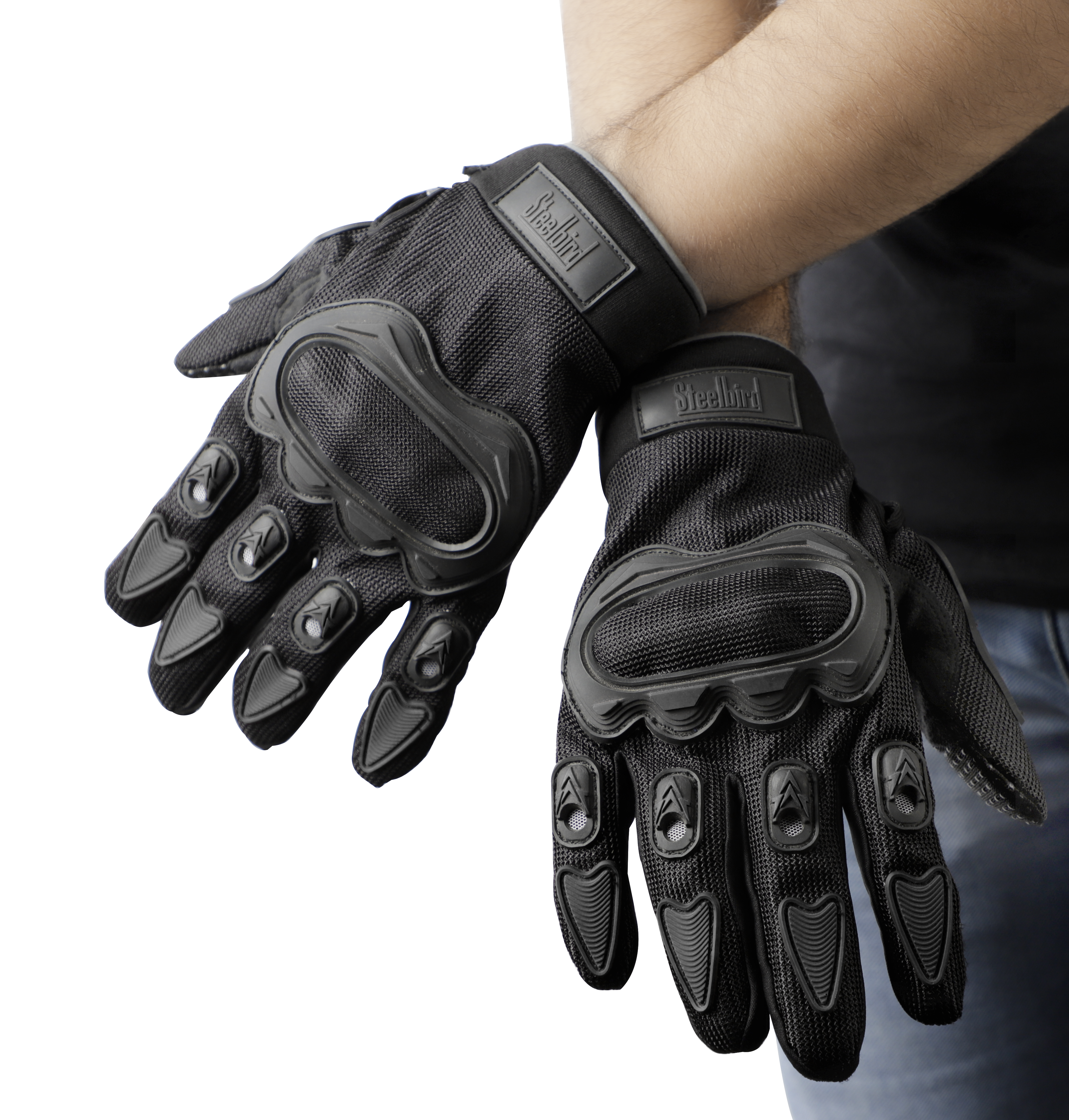 Steelbird Full Finger Bike Riding Gloves With Touch Screen Sensitivity At Thumb And Index Finger, Protective Off-Road Motorbike Racing (Grey)